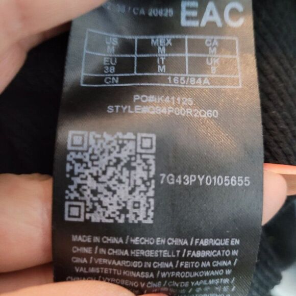 Y2K‎ Guess Black Long-Sleeve Thermal Knit Top Womens Sz M Gold Rhinestone Logo - Picture 4 of 12